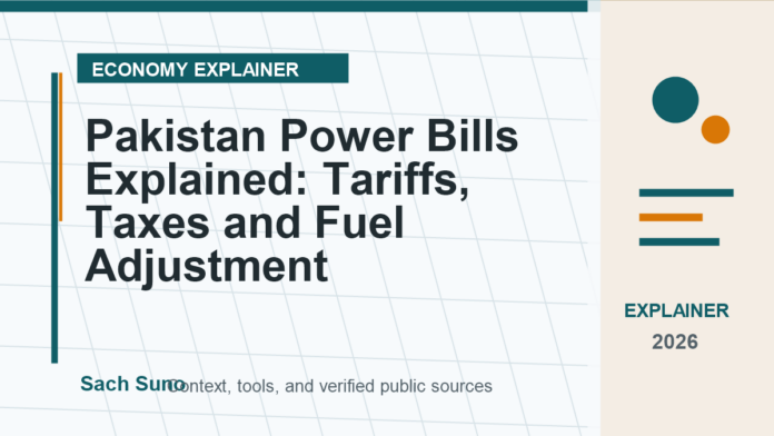 Featured image for Pakistan Power Bills Explained: Tariffs, Taxes and Fuel Adjustment on Sach Suno